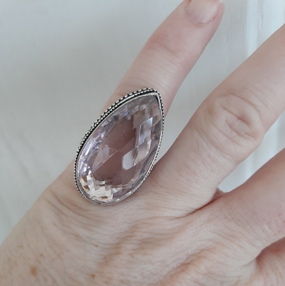 New Pink Topaz Antique Design Silver Ring. - Picture 3 of 8